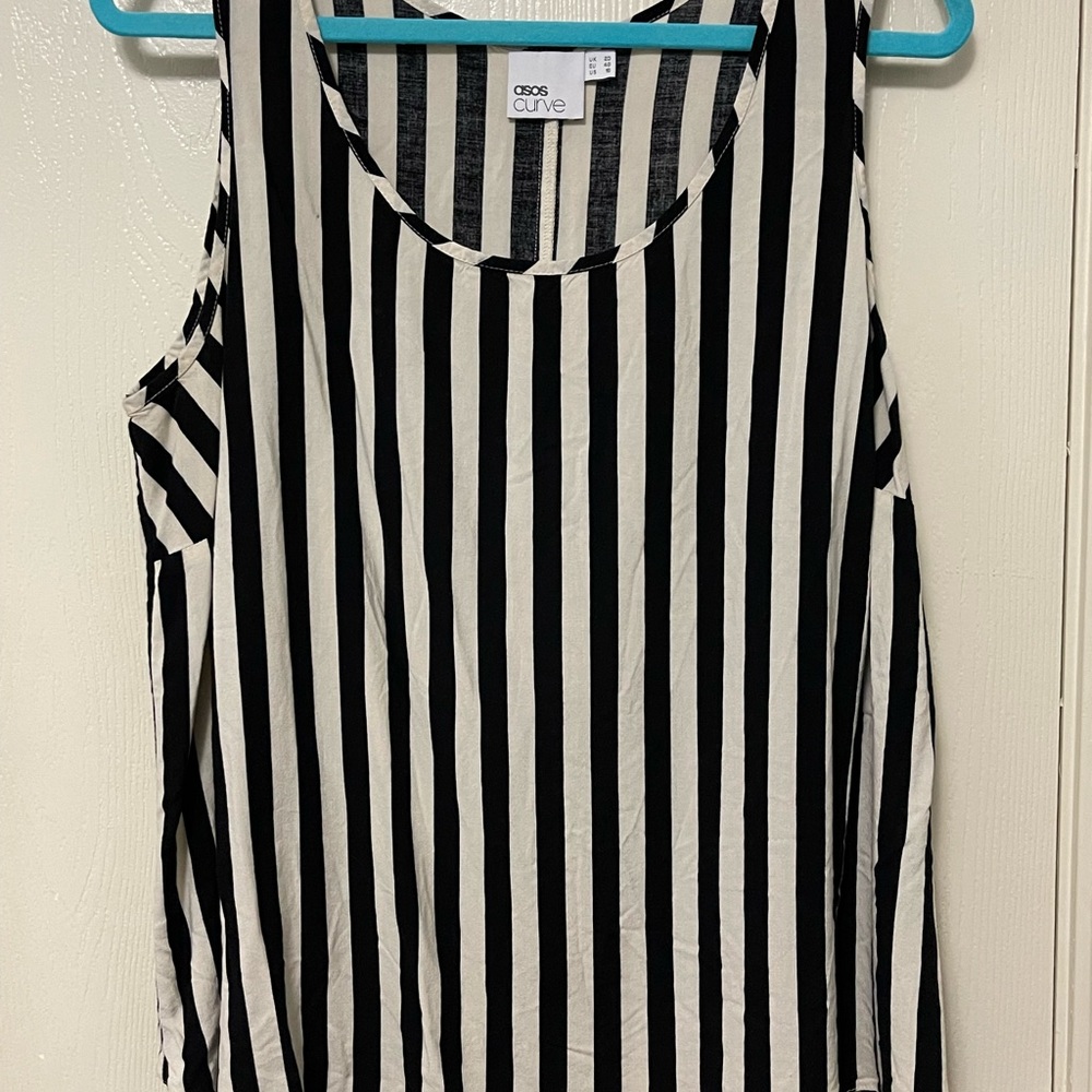 ASOS Curve black & white sleeveless shirt